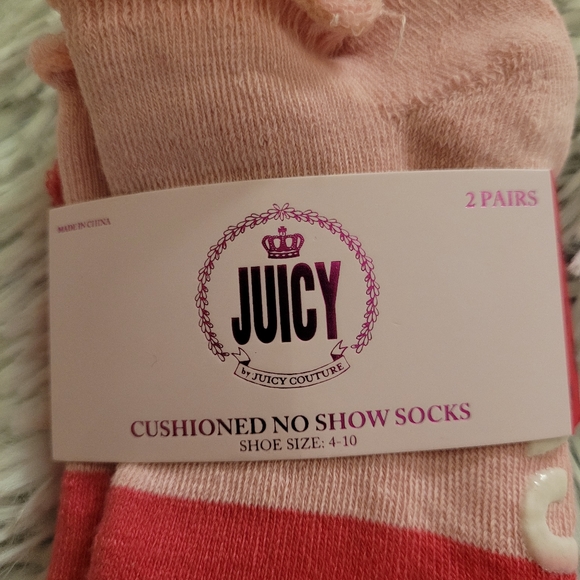 💕 Juicy by Juicy Couture 2pr No Show Pom-Pom Socks 💕 - Picture 7 of 11